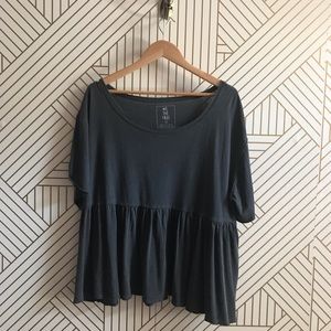 Free People charcoal ruffle tee